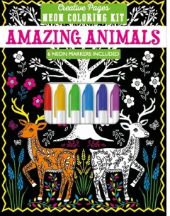 Coperta cărții Creative Pages Neon Coloring Kit Amazing Animals