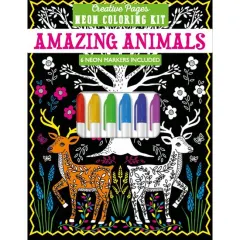 Coperta cărții Creative Pages Neon Coloring Kit Amazing Animals