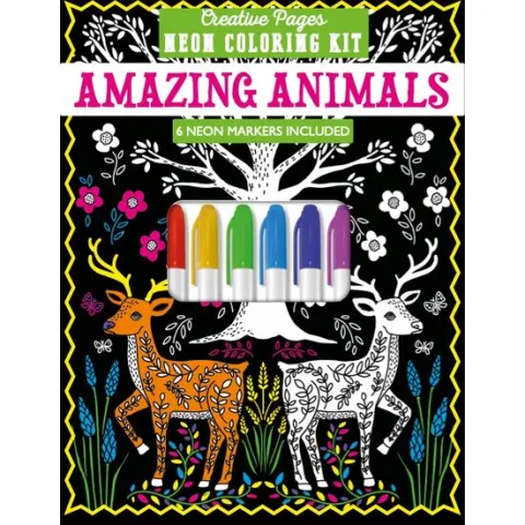 Coperta cărții Creative Pages Neon Coloring Kit Amazing Animals