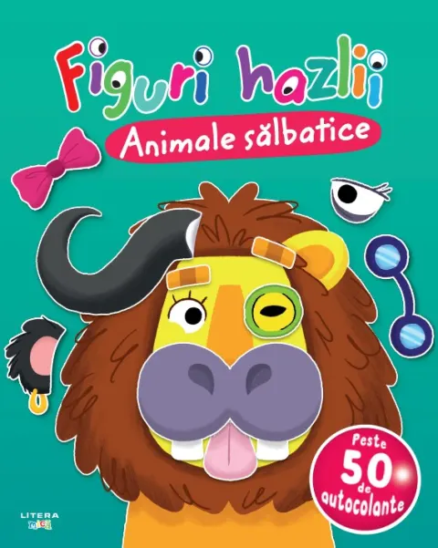 Coperta cărții Figuri hazlii. Animale salbatice. Peste 50 de autocolante
