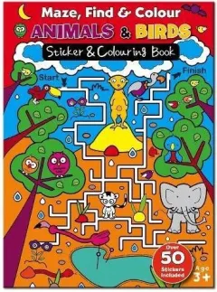 Coperta cărții Maze Find and Colour Book - Animals and Birds