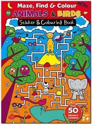 Coperta cărții Maze Find and Colour Book - Animals and Birds