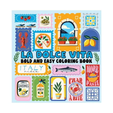 Coperta cărții La Dolce Vita Bold and Easy Coloring Book (Paperback) — Italian-Inspired Scenes and Simple Large-Print Designs for Relaxing, Stress-Free Coloring