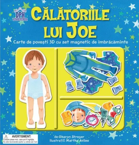 Coperta cărții Călătoriile lui Joe. Carte de povești 3D cu set de magnetic de îmbrăcăminte