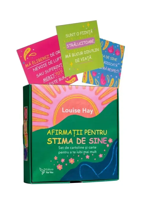 Coperta cărții Afirmatii pentru stima de sine. Set de cartoline si carte pentru a te iubi mai mult