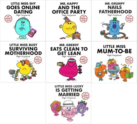Coperta cărții Mr Men And Little Miss for Grown Ups 7 Books Set By Roger Hargreaves