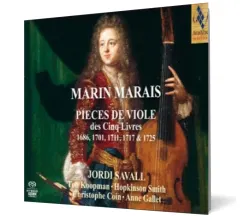 Coperta cărții Marin Marais - Pieces de viole des Cinq Livres 1686, 1701, 1711, 1717 & 1725 (5 CD)