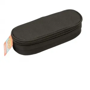Coperta cărții Penar neechipat oval 2 buzunare cu fermoar, negru