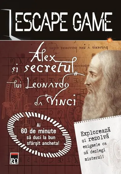Coperta cărții Escape game. Alex și secretul lui Leonardo da Vinci