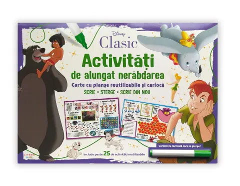 Coperta cărții Disney Clasic. Activitati de alungat nerabdarea. Carte cu planse reutilizabile si carioca