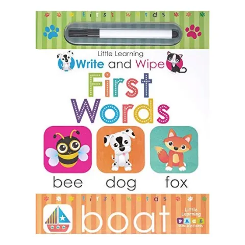 Coperta cărții Page Publications Collection - Write and Wipe First Words - Early Learning for Children - Best Activity Book - Colorful and Durable Books - Perfect for Age 1 to 4