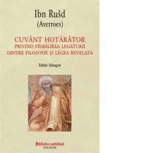 Coperta cărții Cuvant hotarator privind stabilirea legaturii dintre filosofie si legea revelata