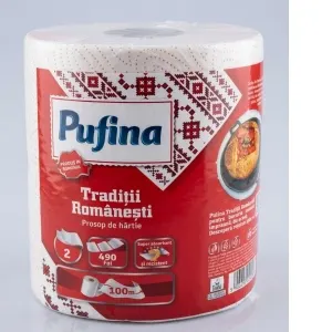 Coperta cărții Monorola prosop de hartie Pufina Traditii Romanesti, 2 straturi, 490 foi, 100 m