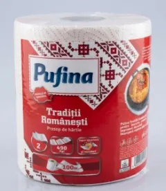 Coperta cărții Monorola prosop de hartie Pufina Traditii Romanesti, 2 straturi, 490 foi, 100 m