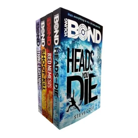 Coperta cărții Young Bond Collection Steve Cole 4 Books Set (Strike Lightning, Shoot to Kill, Heads You Die, Red Nemesis)