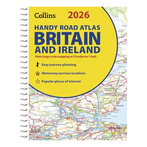 Coperta cărții 2026 Collins Handy Road Atlas Britain and Ireland: Clear and Detailed Map of Britain and Ireland in Handy A5 Size with Spiral Binding (Collins Road Atlas)