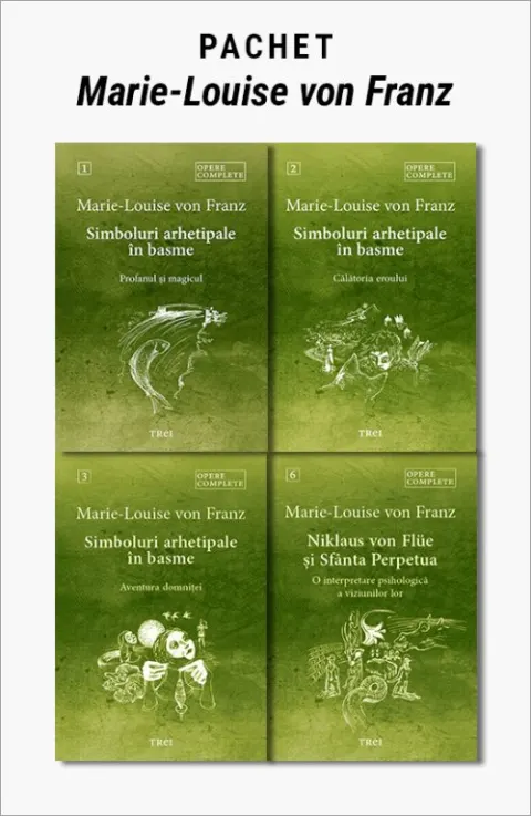 Coperta cărții Pachet Marie-Louise von Franz. Simboluri arhetipale în basme: Profanul și magicul/Călătoria eroului/Aventura domniței/Niklaus von Flüe și Sfânta Perpetua