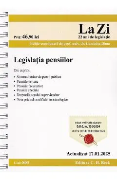 Coperta cărții Legislatia pensiilor Act.17 ianuarie 2025 Ed.Spiralata