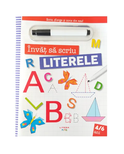 Coperta cărții Invat sa scriu. Literele. Scrie, sterge si scrie din nou!