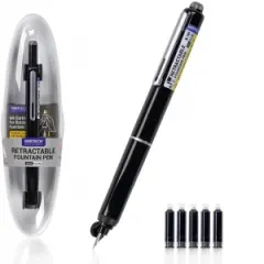 Coperta cărții Stilou retractabil Writech corp negru cu cutie cadou si 5 patroane cerneala albastre