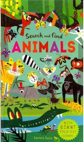 Coperta cărții Animals Search and Find with Giant Fold-Out Scenes
