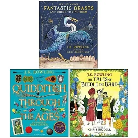 Coperta cărții J.K. Rowling Illustrated Edition Collection 3 Books Set Hardback Fantastic Beast