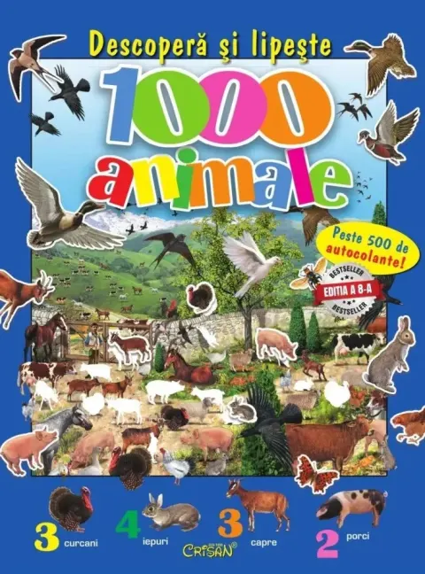 Coperta cărții Descoperă și lipește 1000 de animale