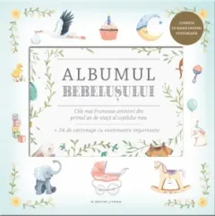 Coperta cărții Albumul Bebelusului. Cele mai frumoase amintiri din primul an de viata al copilului meu + 24 de cartonase cu evenimente importante