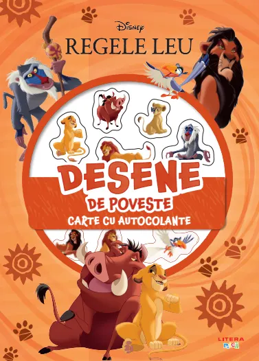 Coperta cărții Disney. Regele leu. Desene de poveste. Carte cu autocolante