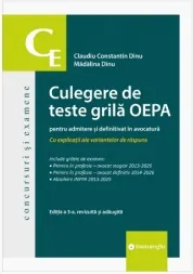 Coperta cărții Culegere de teste grila OEPA pentru admitere si definitivat in avocatura. Editia a 3-a
