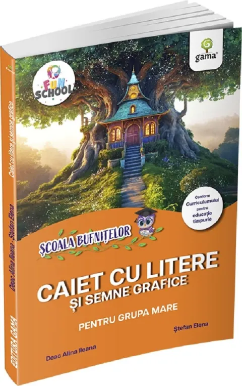 Coperta cărții Scoala Bufnitelor. Caiet cu litere si semne grafice pentru grupa mare