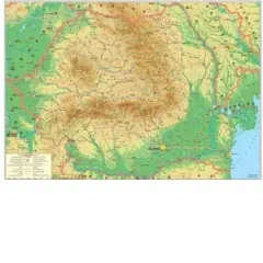 Coperta cărții Romania - harta Fizico - Geografica 100 x 70 cm cu sipci de plastic