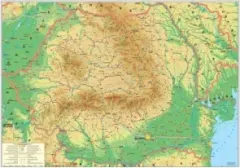 Coperta cărții Romania - harta Fizico - Geografica 100 x 70 cm cu sipci de plastic