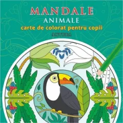 Coperta cărții Mandale cu animale, carte de colorat pentru copii