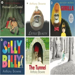 Coperta cărții Anthony Browne Collection 6 Books Set (Hansel and Gretel, Into the Forest, Little Beauty, Gorilla, Silly Billy, The Tunnel)