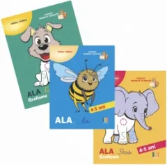 Coperta cărții Set 3 carti Grafisme 4-5 ani: 1. ALA-Arte; 2. ALA-Stiinte; 3. ALA-Biblioteca (editie 2025)