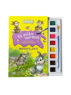 Coperta cărții Disney. Iepurasi. Sa pictam impreuna! Iepurasii la joaca. Carte de colorat cu pensula si acuarele