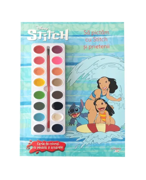 Coperta cărții Disney Stitch. Sa pictam cu Stitch si prietenii. Carte de colorat cu pensula si acuarele