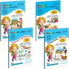 Coperta cărții Pachet 4 carti Grupa mijlocie: 1. Limba si comunicare; 2. Activitati matematice; 3. Cunoasterea mediului; 4. Om si societate (editie 2025)