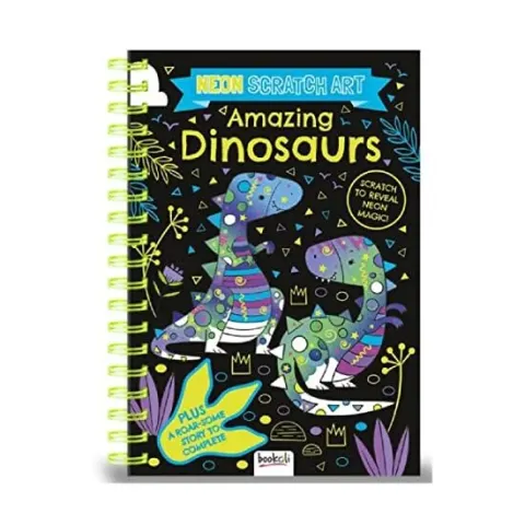 Coperta cărții Bookoli - Amazing Dinosaurs Neon Scratch Art Book