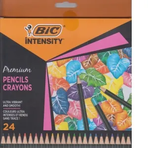 Coperta cărții Creioane colorate din lemn, mina ultra-rezistenta, 24 culori/set, BIC Intensity Premium