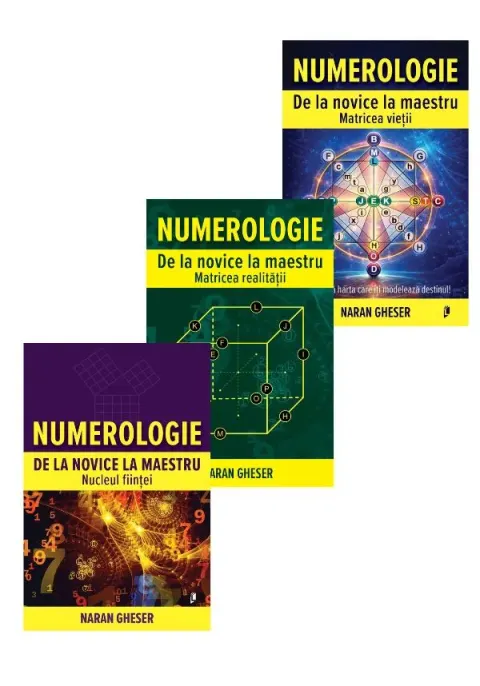 Coperta cărții Seria Numerologie de la novice la maestru - Naran Gheser. Set 3 carti