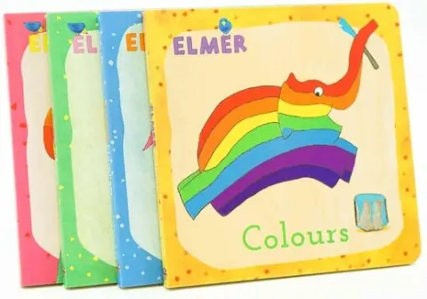 Coperta cărții Elmer 4 Book Set: Colours, Numbers, Shapes & Actions