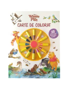 Coperta cărții Disney. Winnie de Plus. Carte de colorat. 12 creioane mici pentru maini de pitici