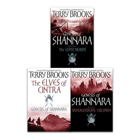 Coperta cărții The Genesis of Shannara Series Terry Brooks 3 Books Collection Set (Armageddons Children, The Elves Of Cintra, The Gypsy Morph, Terry Brooks