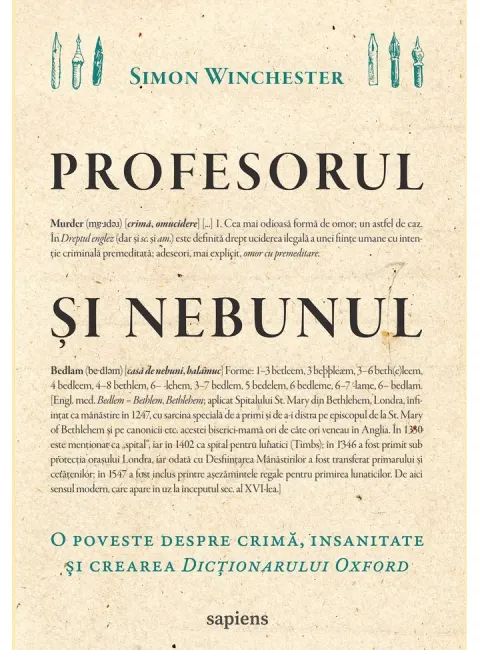 Coperta cărții Profesorul și nebunul: o poveste despre crimă, insanitate și crearea Dicționarului Oxford