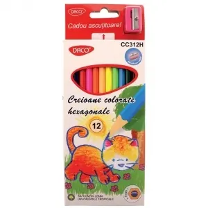 Coperta cărții Creion color 12 culori hexagonal DACO CC312H