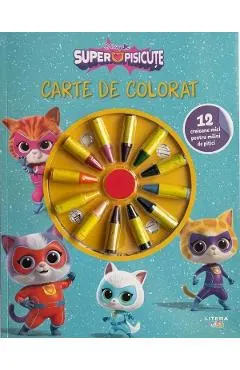 Coperta cărții Disney: Superpisicute. Carte de colorat. 12 creioane mici pentru maini de pitici
