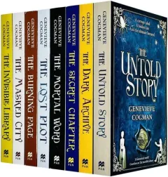 Coperta cărții The Invisible Library Series 8 Books Collection Set by Genevieve Cogman (Invisible Library, Masked City, Burning Page, Lost Plot, Mortal Word, Secret Chapter & More)