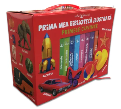 Coperta cărții Cutie Prima mea bibliotecă ilustrată. Primele cuvinte. Bebe învață (8 cărticele)